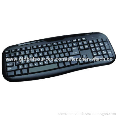 2.4GHz Black Wired Multimedia Keyboard with 114 Standard Keys, Popular and Perfect Design